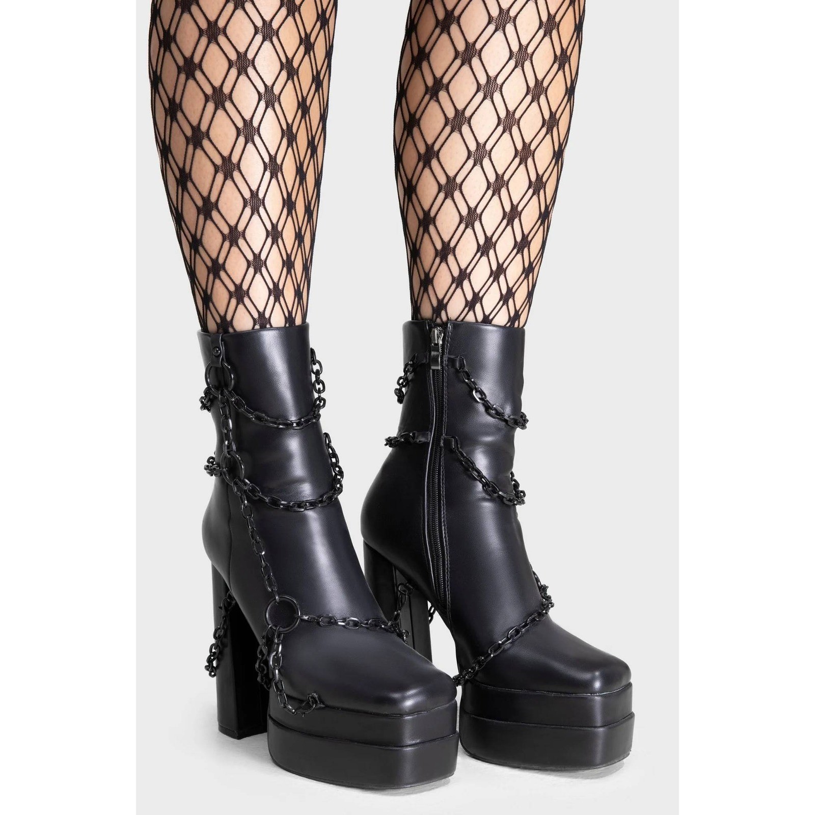 Killstar gloomed and doomed chain platform boots black