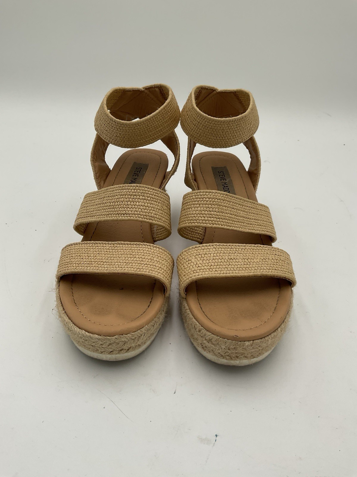 Steve Madden Sandals Womens 8.5 Kimmie Ankle Strappy Platform Espadrille Beige