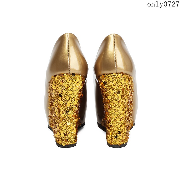 Women’s High Wedge Heel Platform Sequins Clubwear Sandals Shoes Wedding Fashion