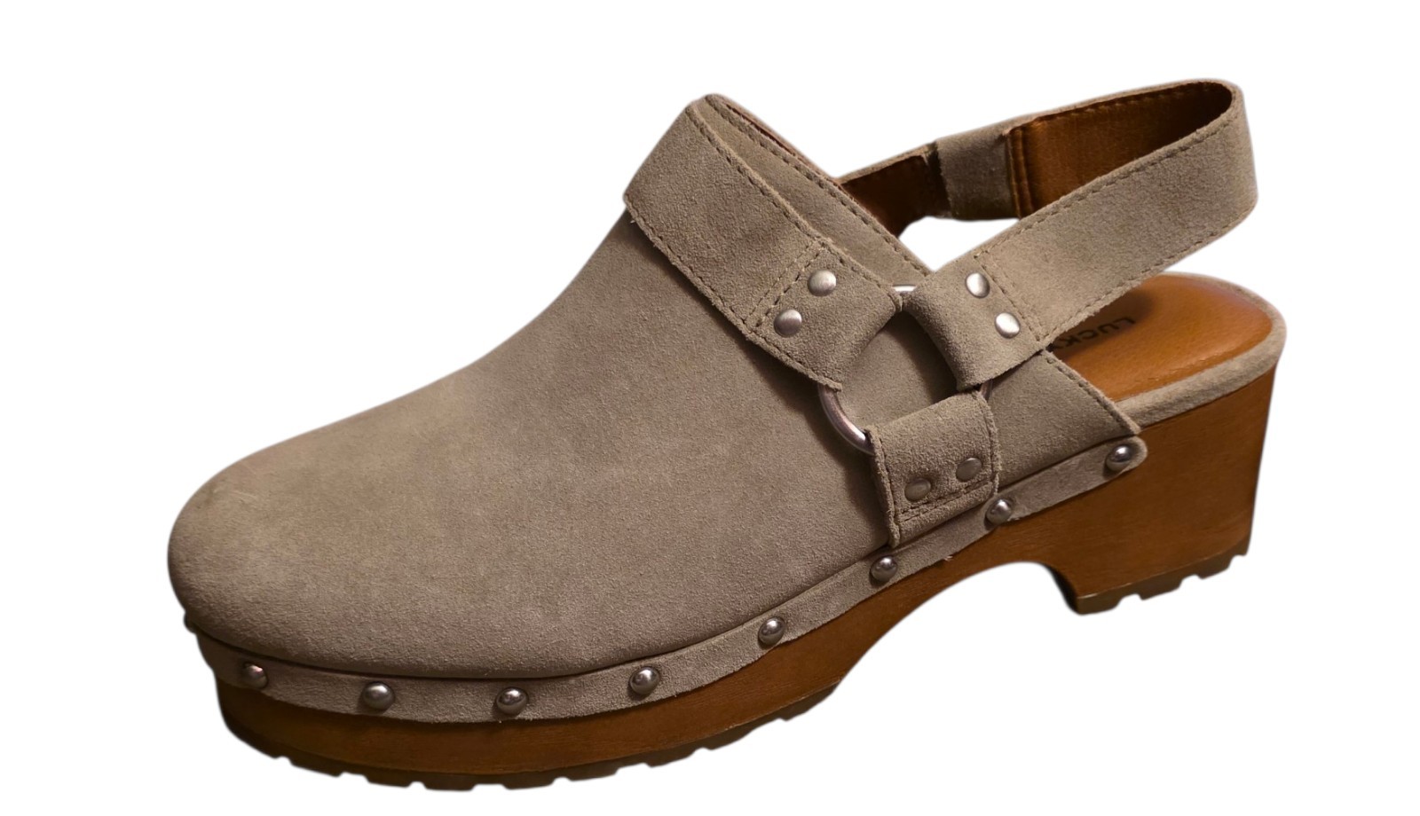 Lucky Brand Blaton Suede Studded Platform Clogs Women 9M Rock Boho Edgy Grunge