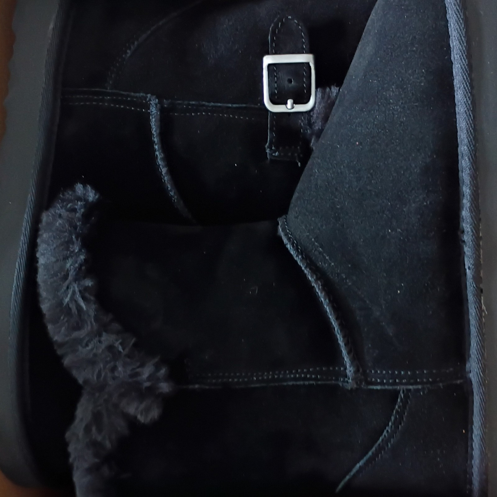 Style&co. Women’s Black Suede Faux Fur Lined Buckle Ankle Bootie Size 9