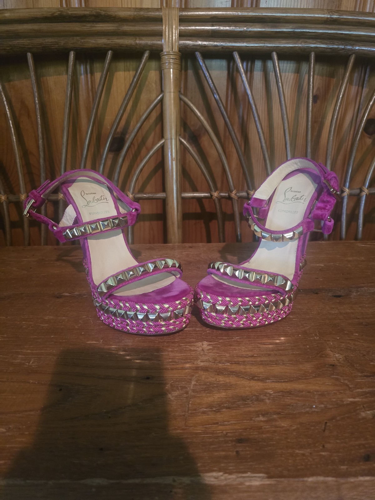 Christian Louboutin Espadrille Studded Sandals Size 6