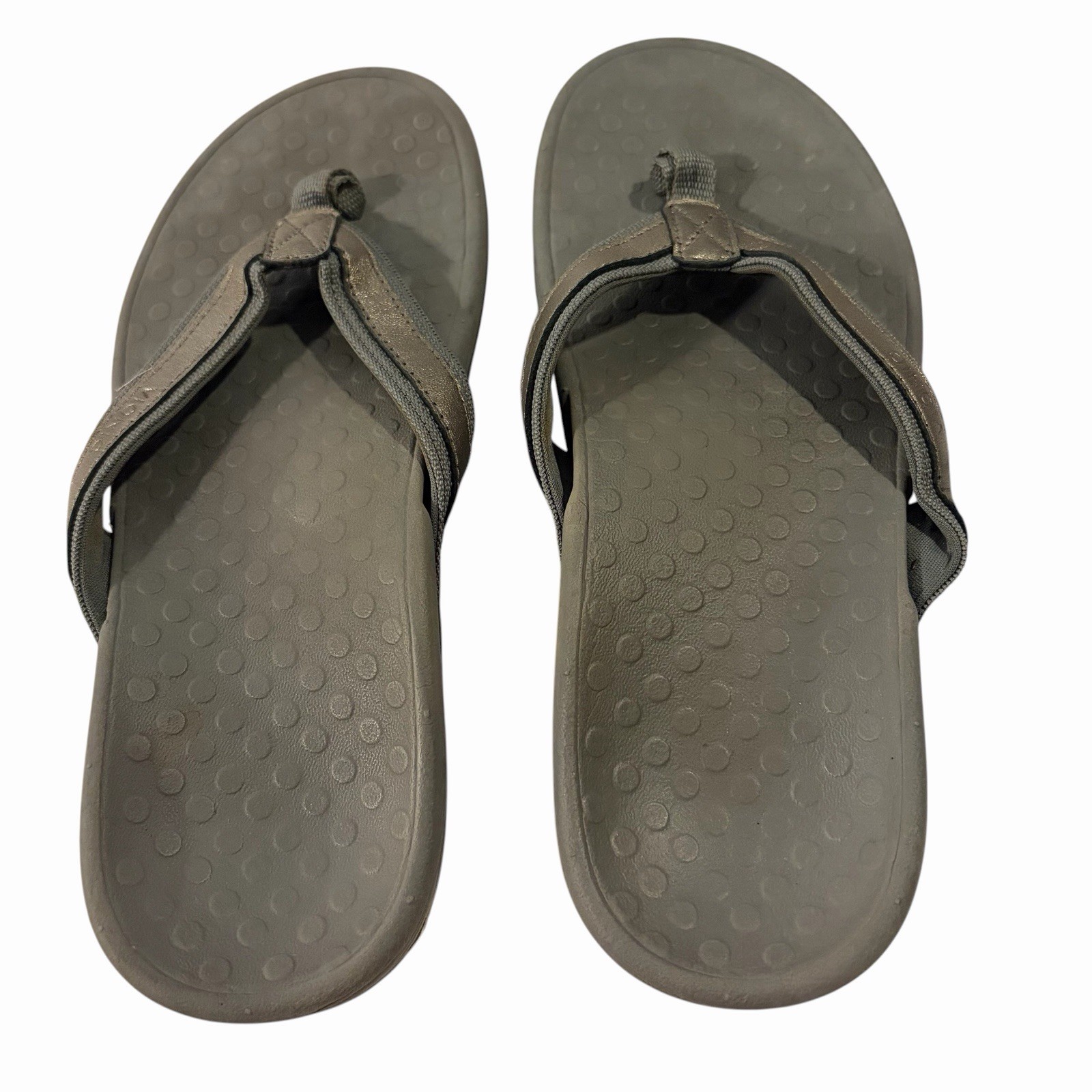Vionic Tide II Orthotic Slip On Slides Thong Sandals Bronze Metallic Women’s 8