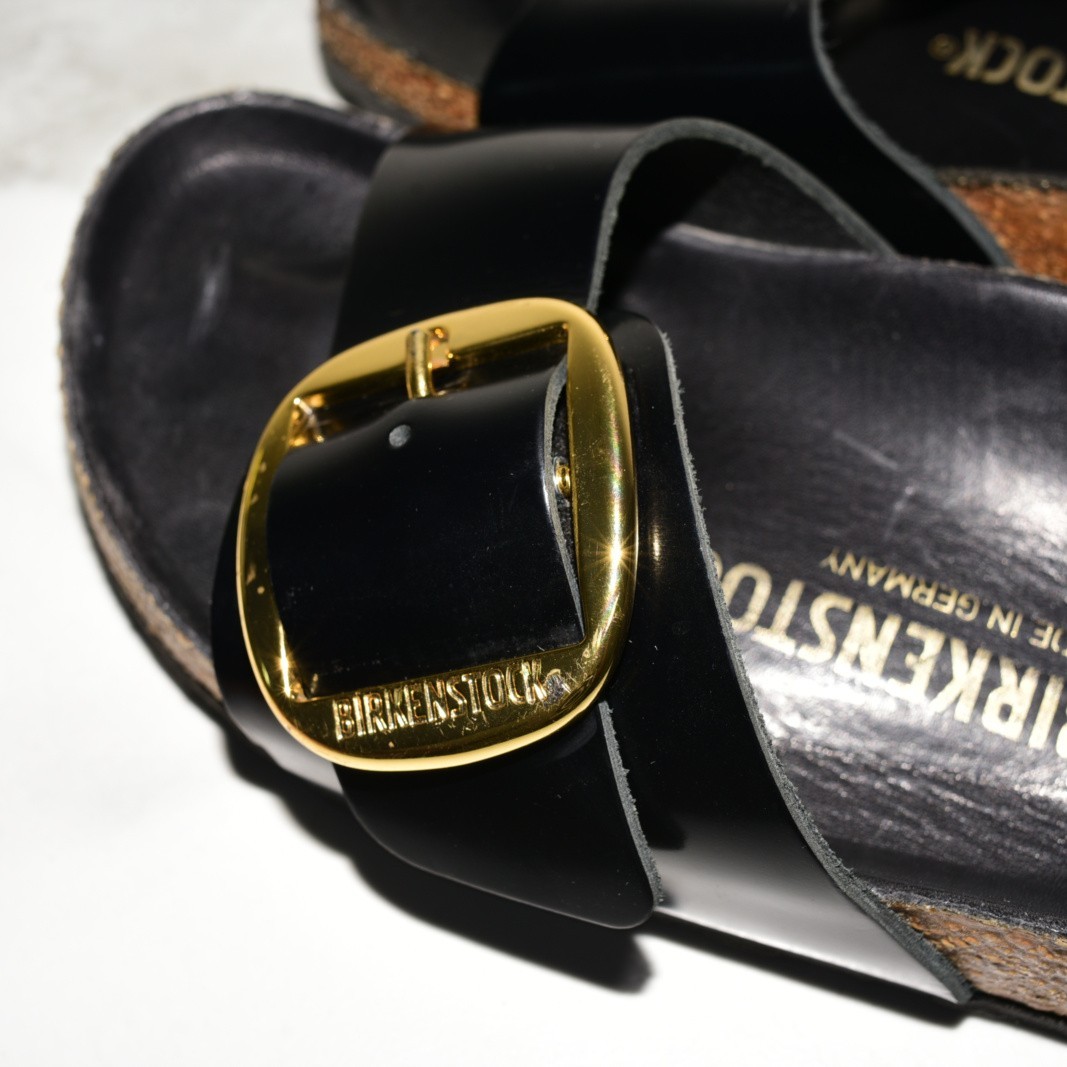 Birkenstock Madrid Shine Black Leather Big Buckle Women 38 N