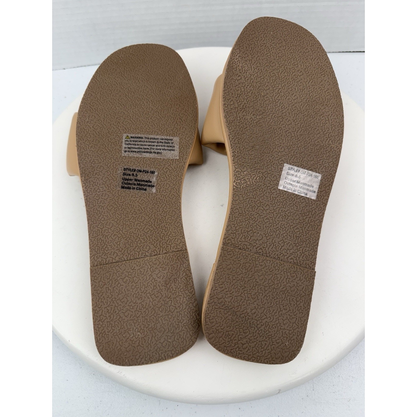 Olivia Miller Power Play Womens Size 8.5 Nude Slip On Slide Sandals Flat Shoes