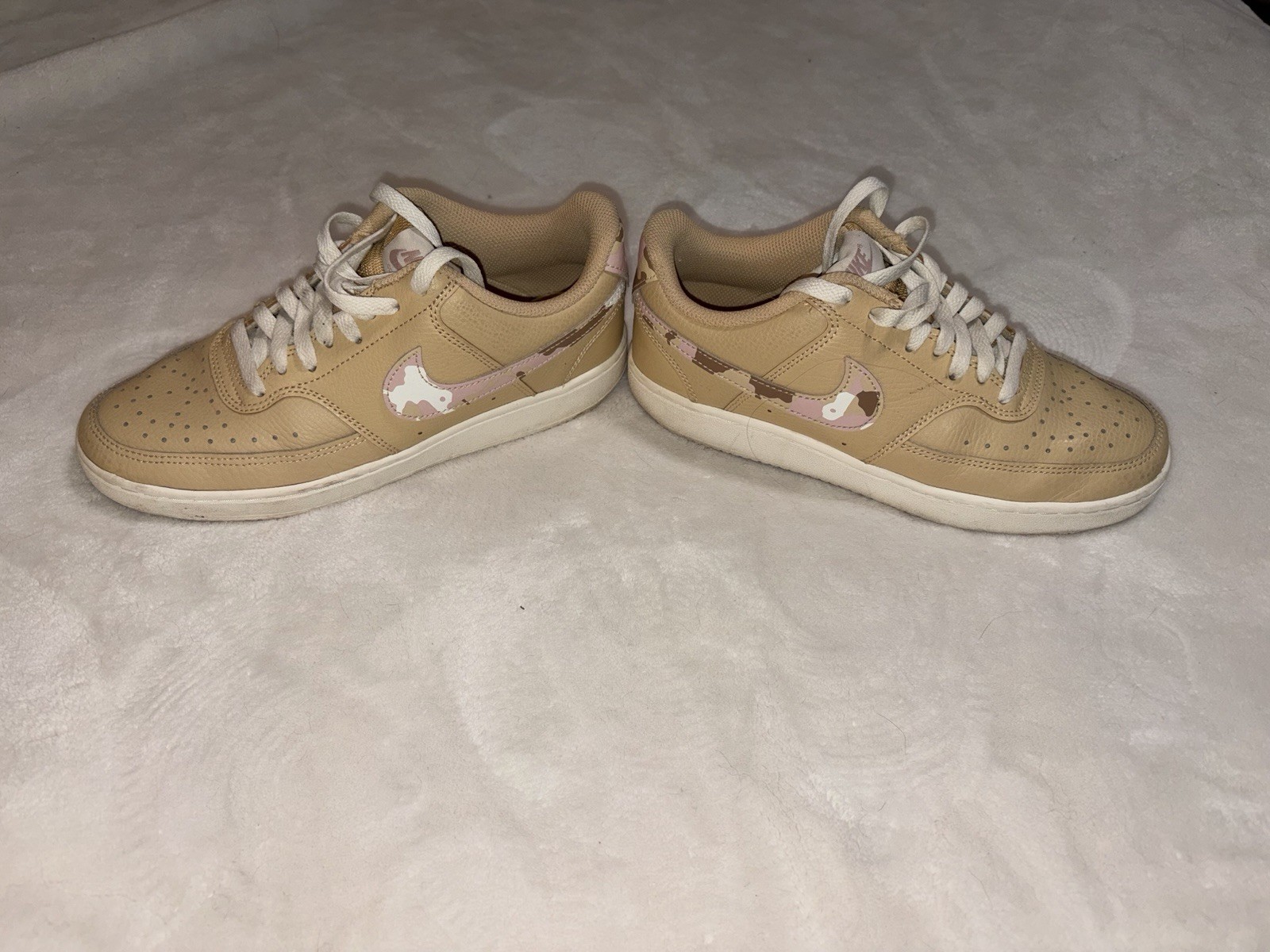 Nike Court Vision Low «Sesame Camo» Leather Sneakers DX3734-200 Beige/Pink