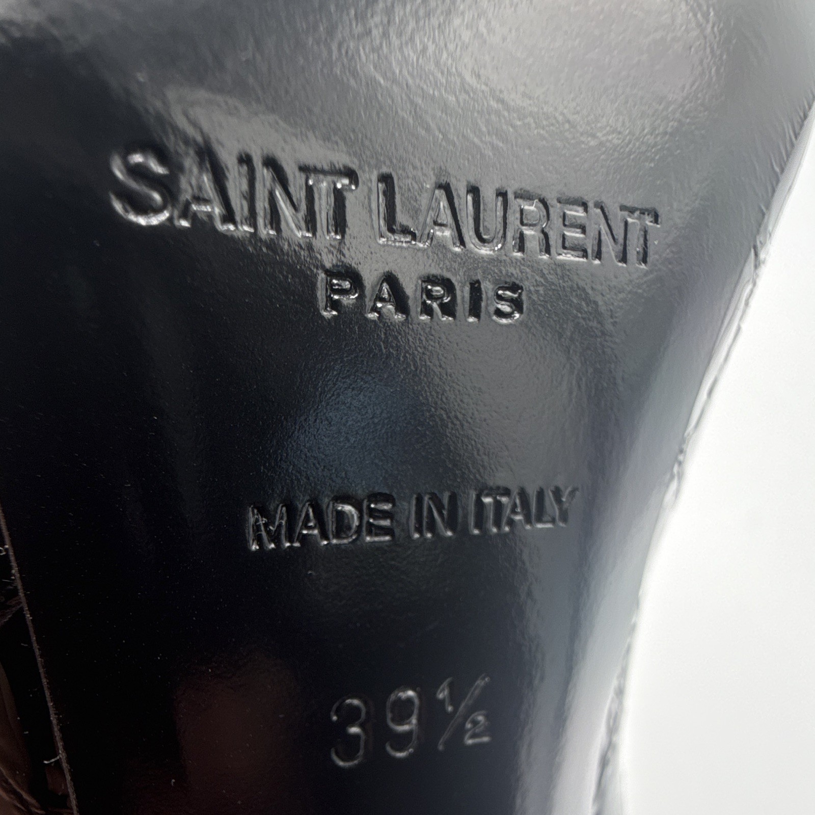 Saint Laurent Black Croc Embossed Leather Slingback Pointed Toe Heels – EU 39.5