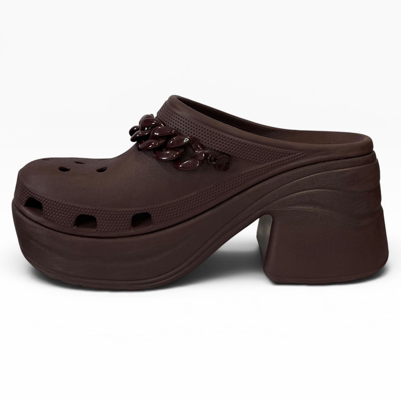 Crocs Siren Chain Platform Clogs Womens 11 Burgundy Chunky Heel Iconic Comfort
