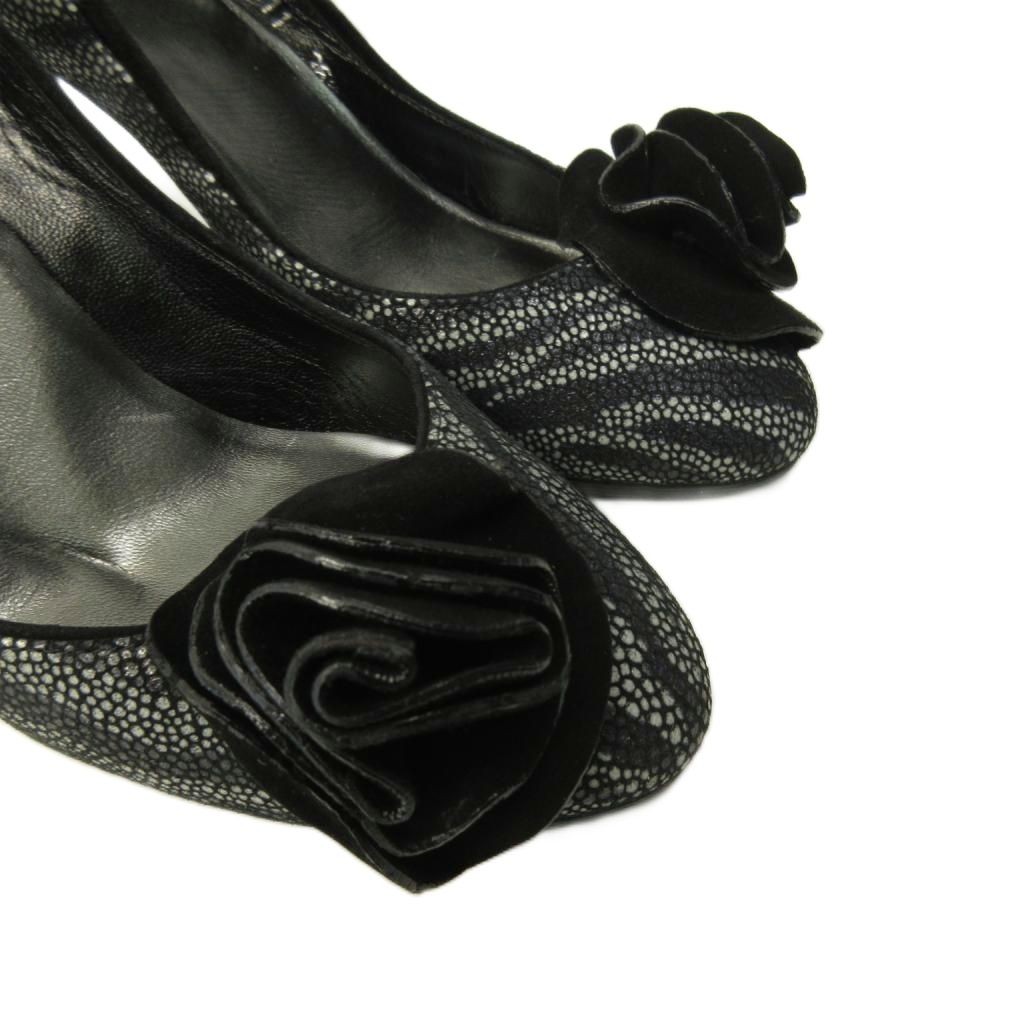 Armani Collezioni Black Leather Pumps 8.5cm Heel Size 36.5 AB Condition