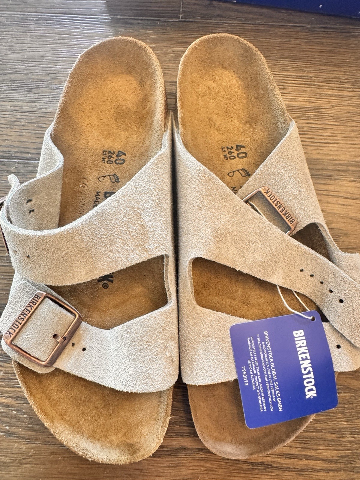Birkenstock Arizona BS Beige Suede Slide Sandals EU 40 US 9 Regular Buckle