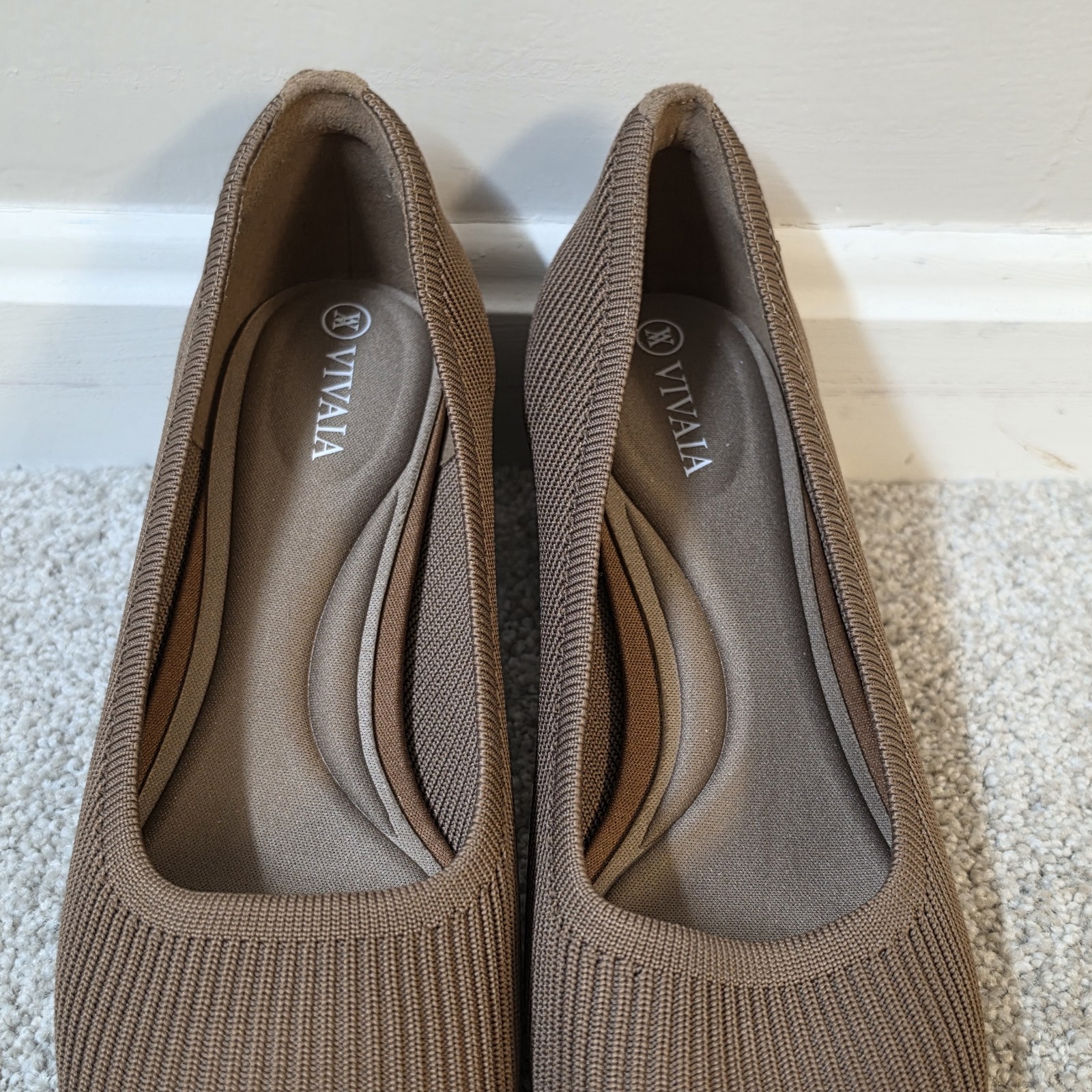 Vivaia Melody Square-Toe Chunky Block Heels Espresso Brown Size EU 38 US 7-7.5