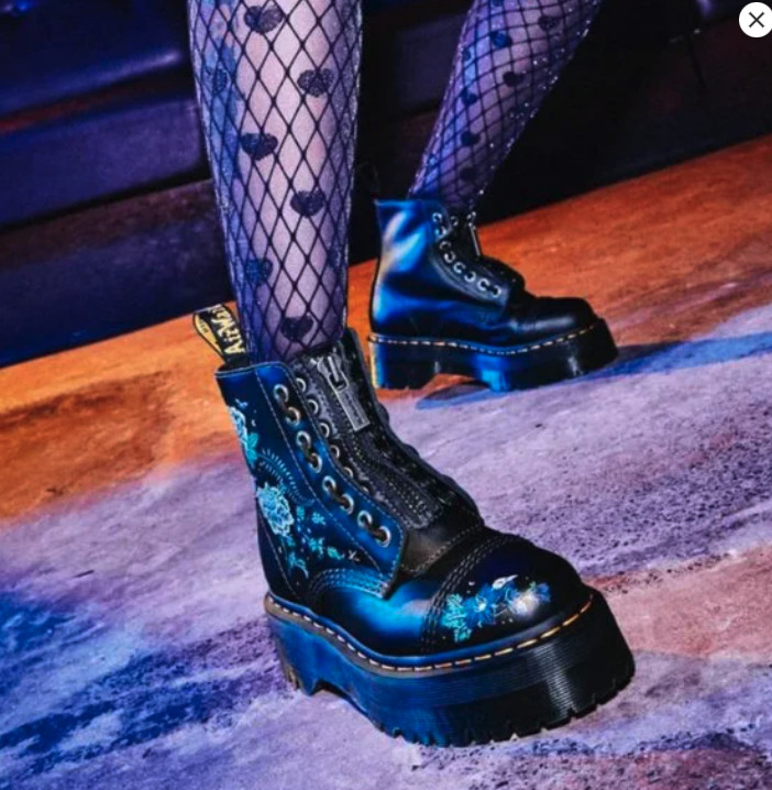 Dr. Martens SINCLAIR MYSTIC FLORAL LEATHER PLATFORM BOOTS MSRP$240 UniqueDetails