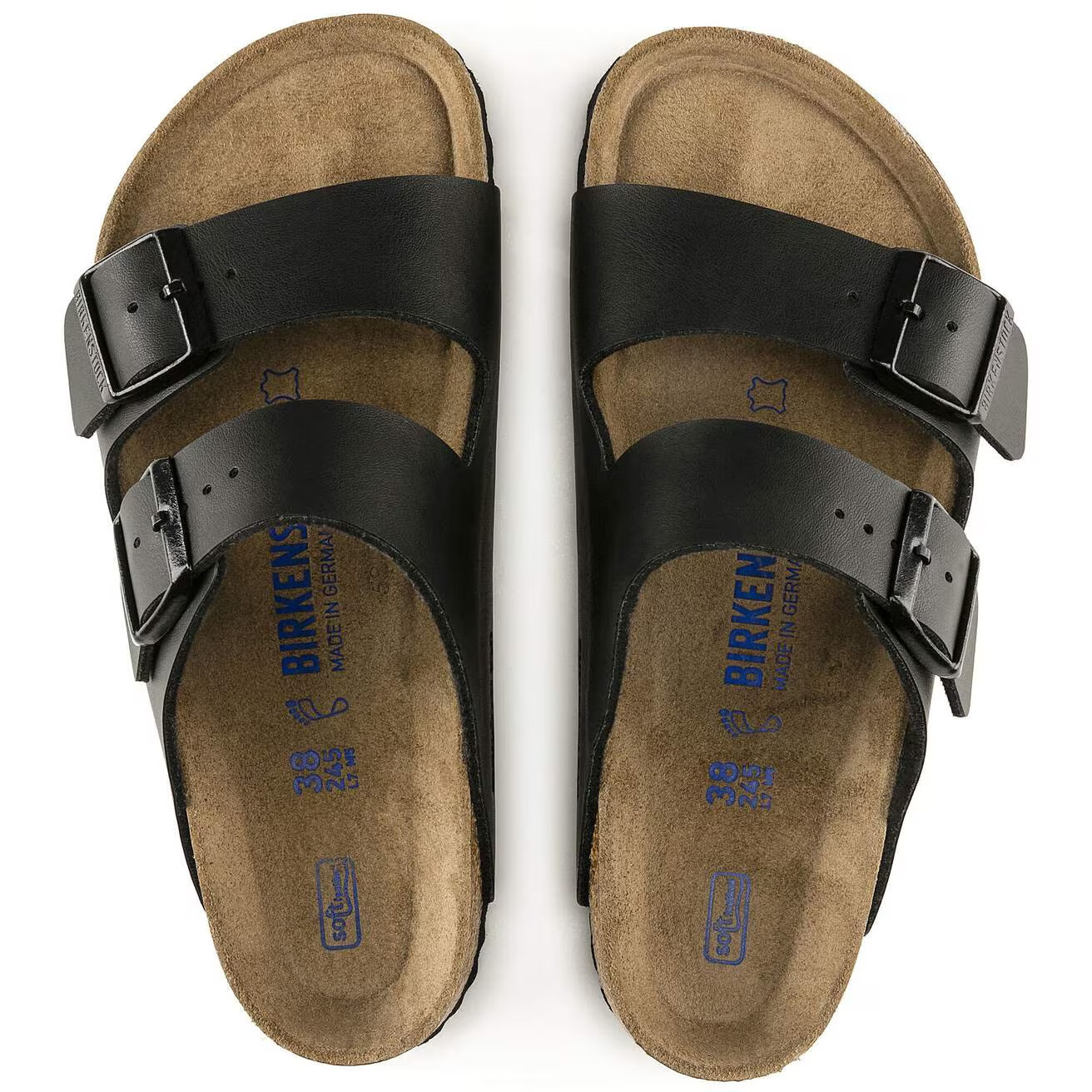 Birkenstock Arizona Mocha/Black Birkibuc Leather Soft Footbed Sandals EU37-45