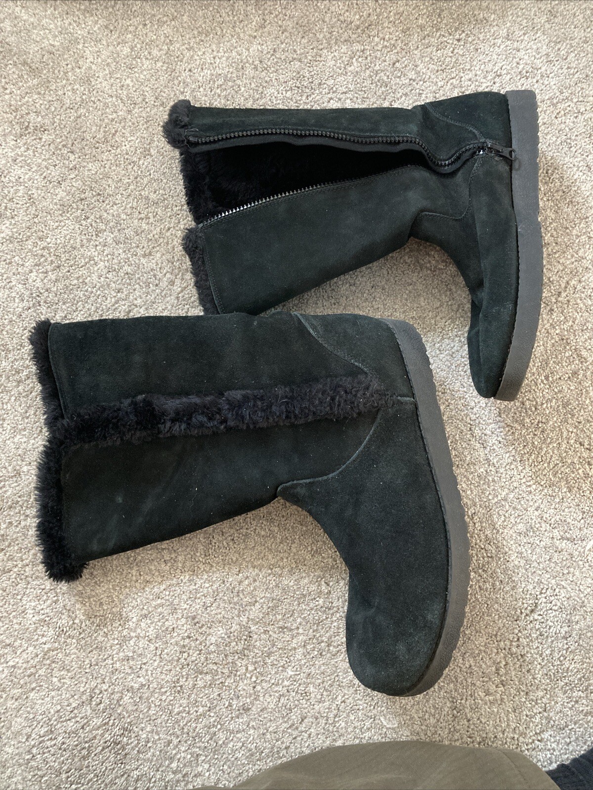 Black Target Wmns Sz 11 Faux Fur Lining Suede Winter Fall Snow Boots Booties