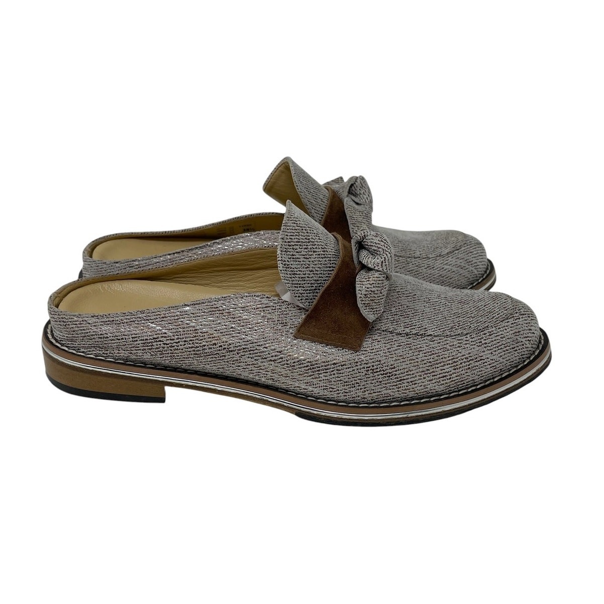 Brunate Italy Loafer Mule Metallic Neutral EU 38.5 US 8 Modern Elegant Academia