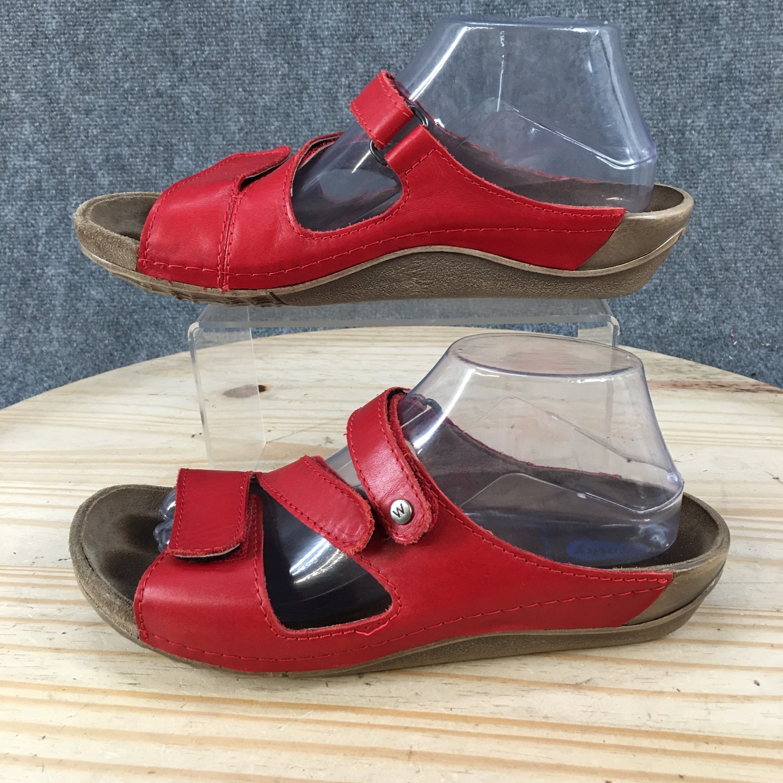 Wolky Jasper Sandals Womens 40 Casual Slip Slide Z-Strap Adjustable Red Leather