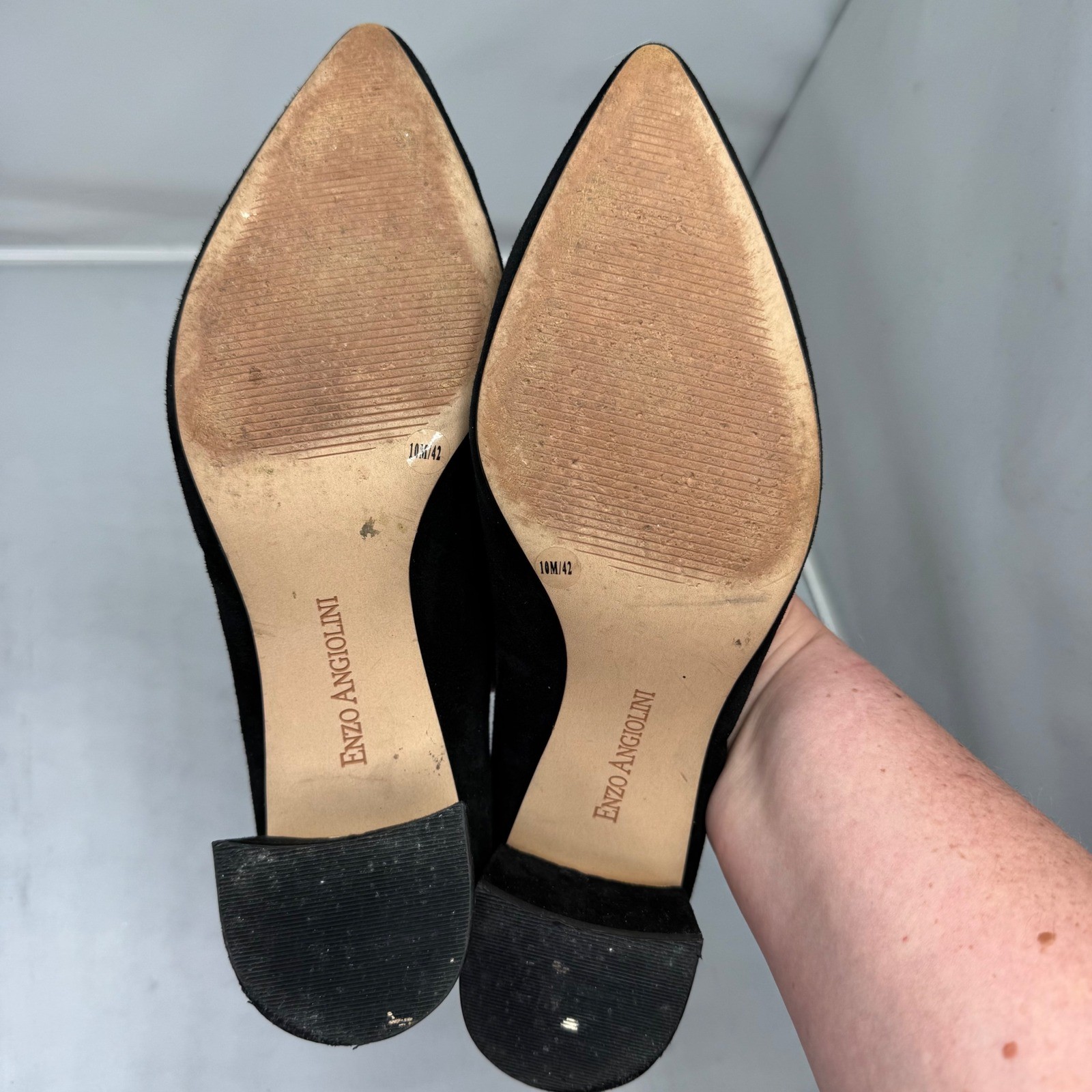 Enzo Angiolini Denna Pumps Womens 10 Black Suede Pointed Toe Academia Witchy