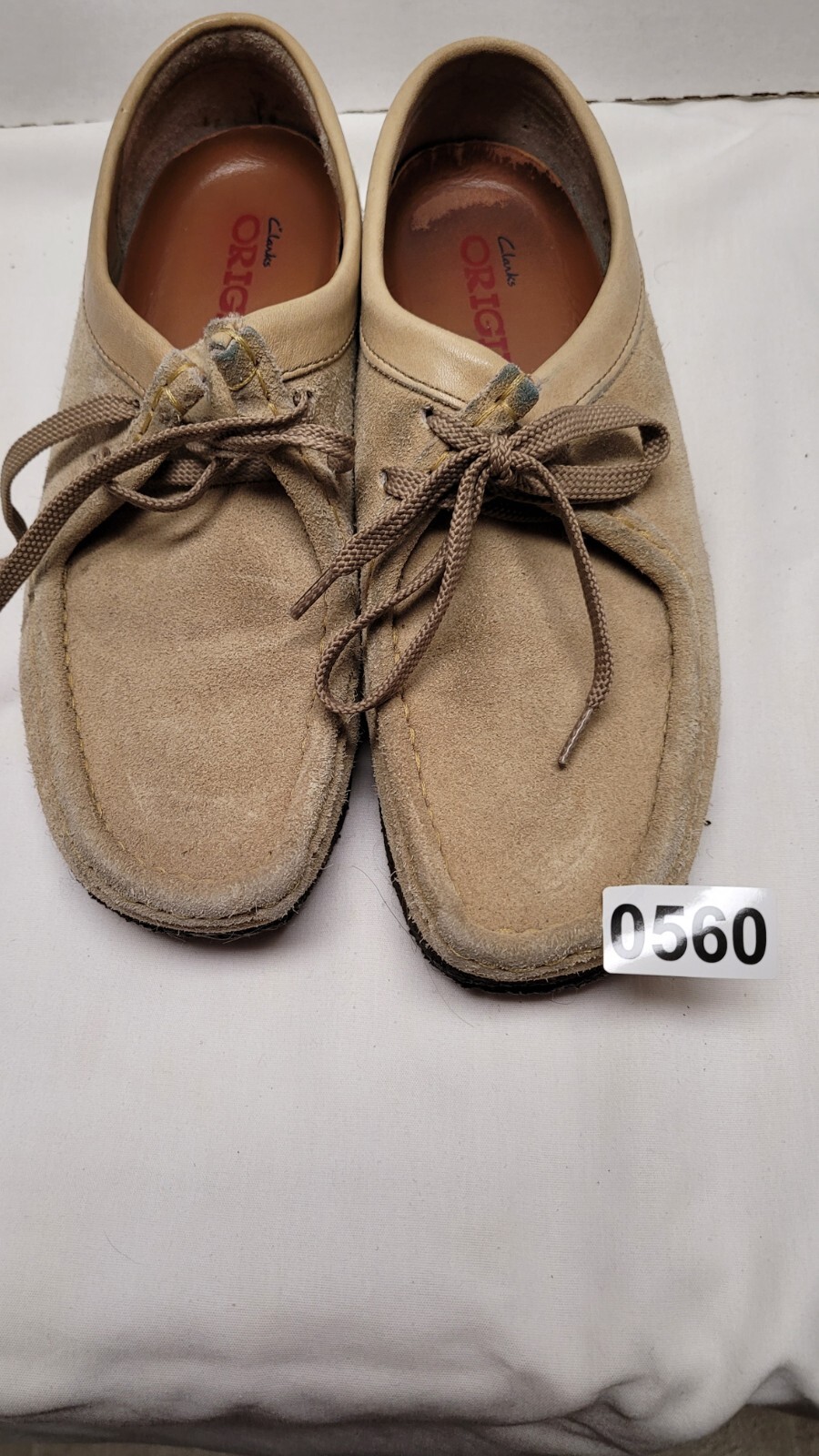 Clarks Originals Wallabee Shoes Beige Womens 9M Leather Crepe Sole Lace Up