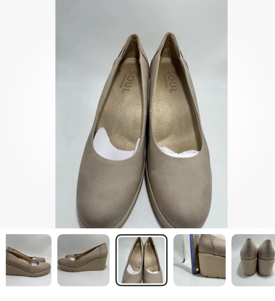 SOUL Naturalizer Nude Wedge Pumps Women’s Size 9 B (M) Comfort Slip On Shoes