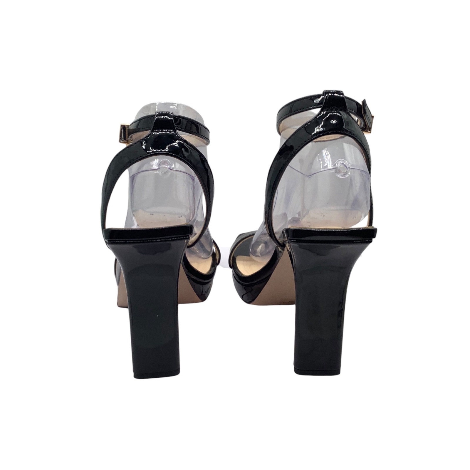 Jessica Simpson Adonia Black Patent Square Toe Platform Ankle Strap Heels 9M