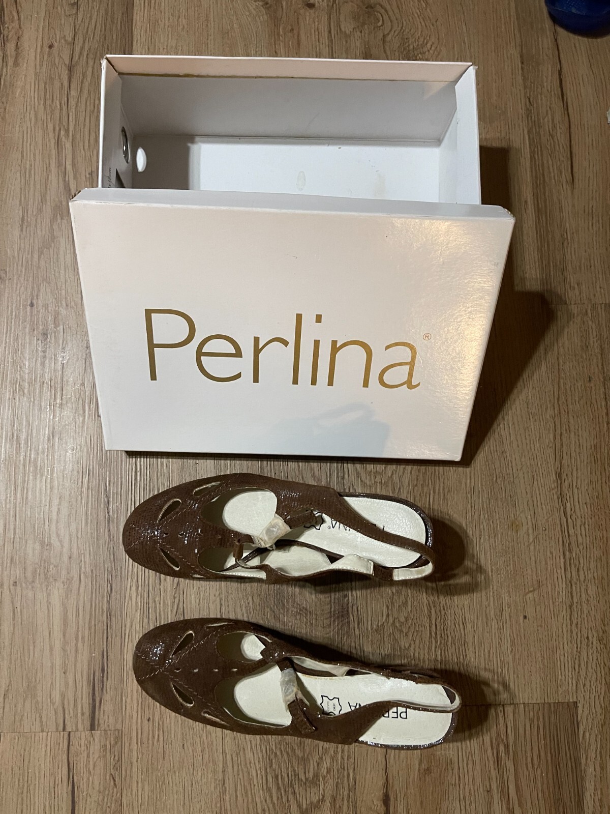 brand new Perlina slingback leather shoes in box 7.5B size and 2.75 in heels