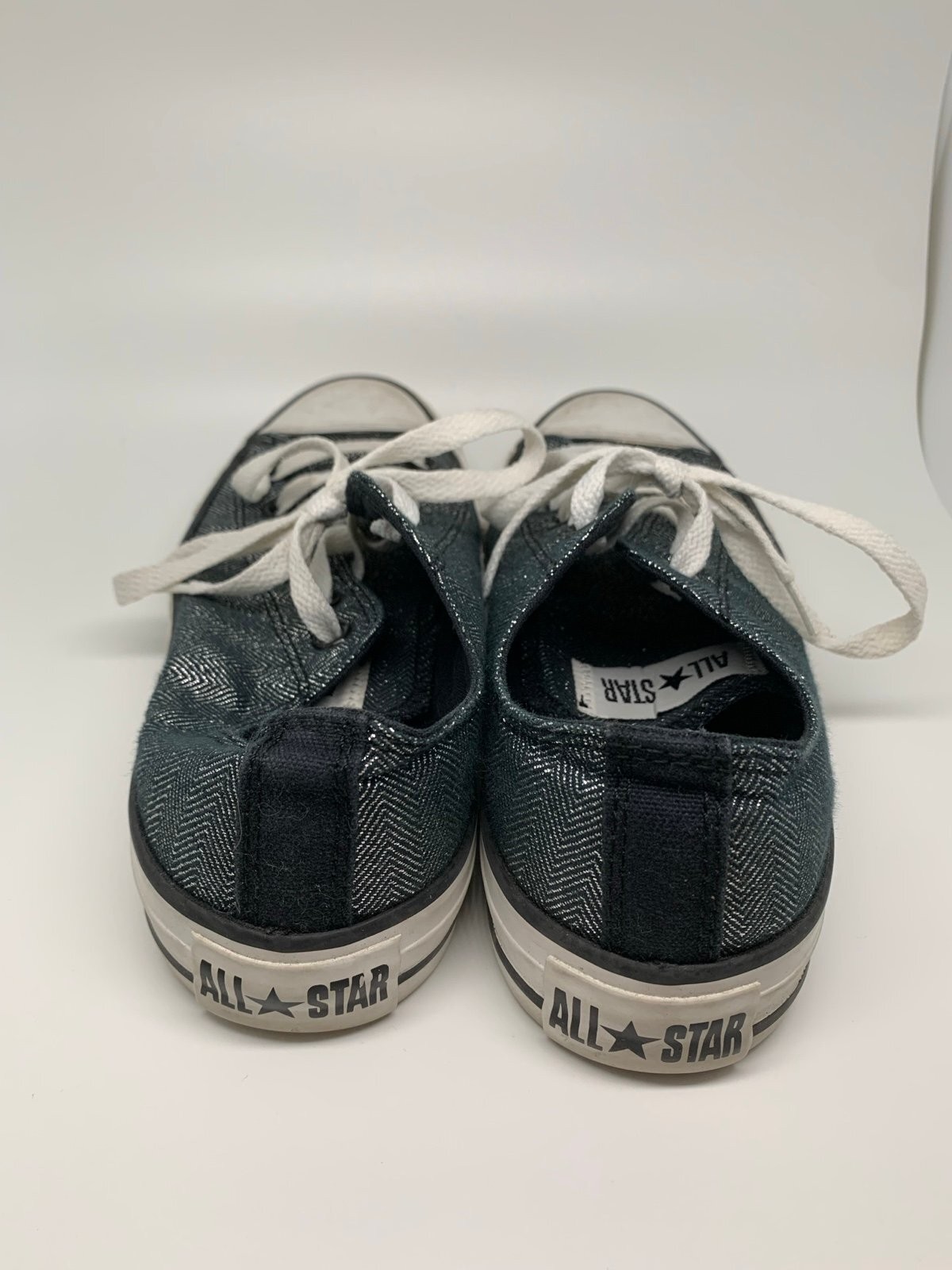 Converse All Star Low Top Sneakers Black Herringbone Pattern Size Women’s 7