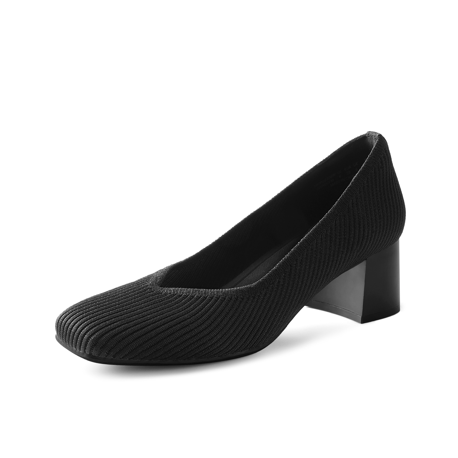Women Knit Breathable Pumps Square Toe Block Heels All Day Support Dress Pumps~