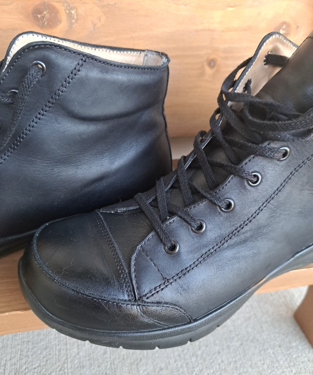 Finn Comfort Leather High Top Boots Sneakers Black Unisex W 9.5 / M 7.5 Germany