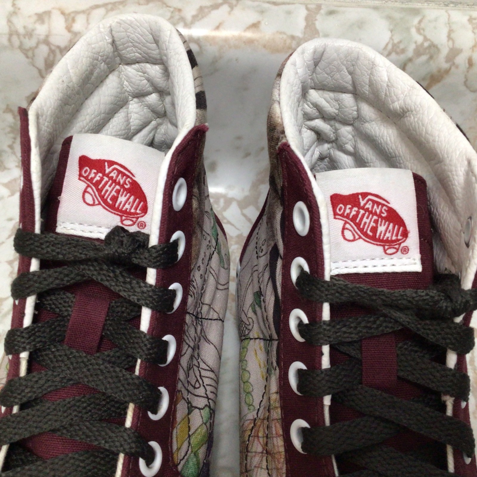 VANS Jesus Embroidered Burgundy High Top Sneakers Women’s Size 8.5 Art Graphics