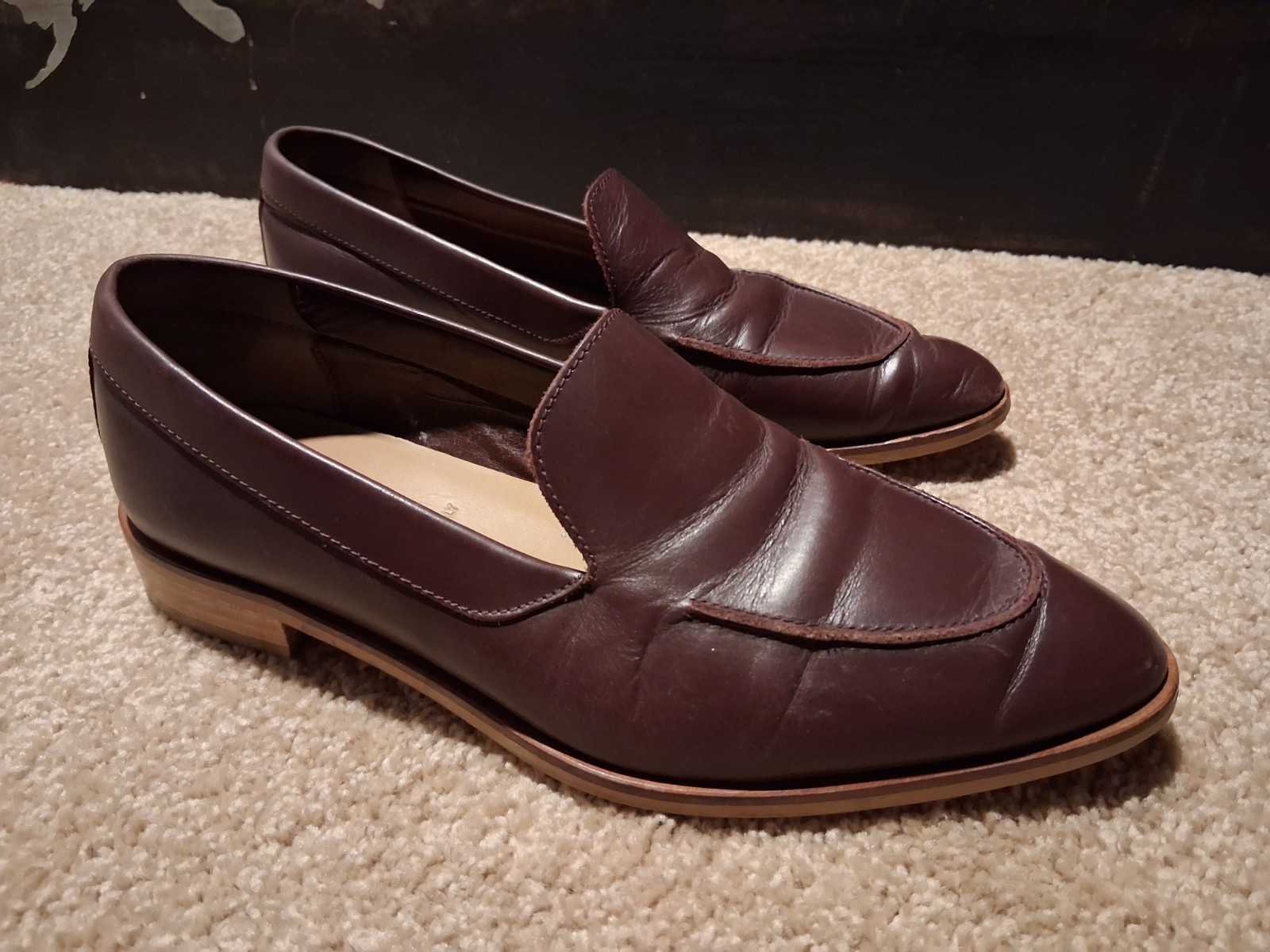 Everlane Women’s The Modern Day Leather Pointed Toe Loafer Mule Burgundy Size 8