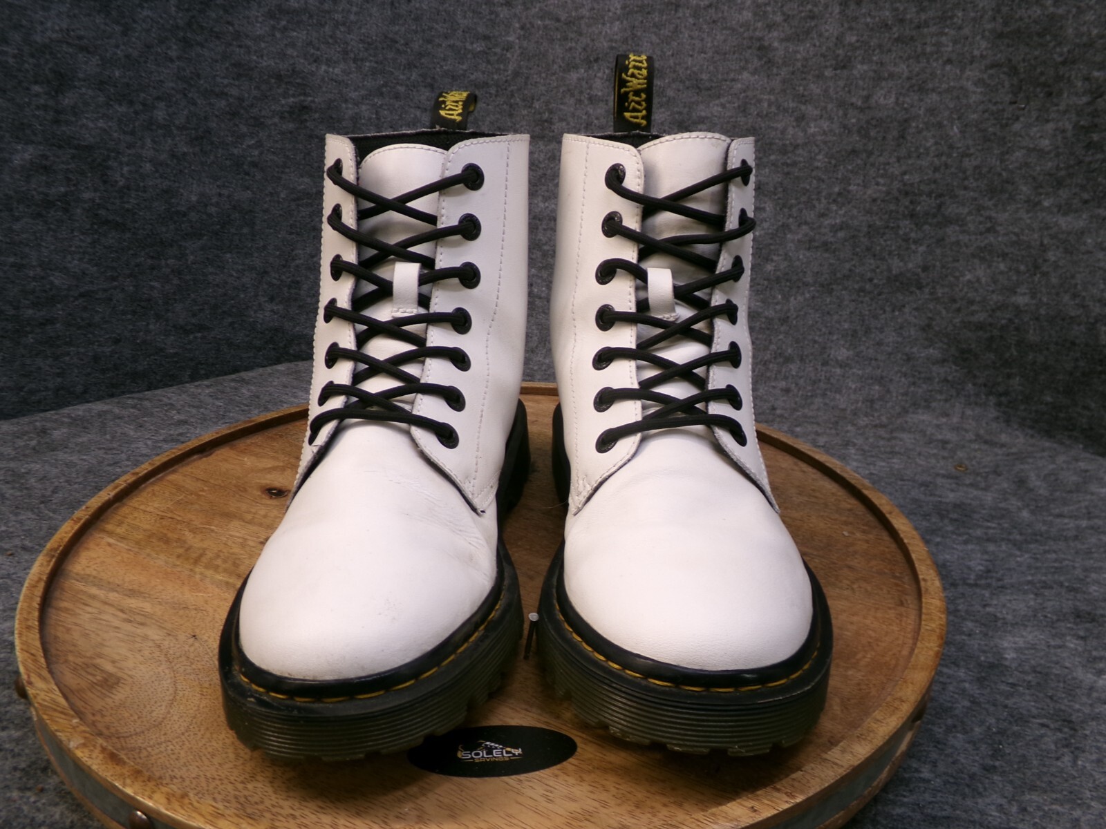 Dr. Martens Luana White Leather Lace Up Combat Boots Women Size 10 US