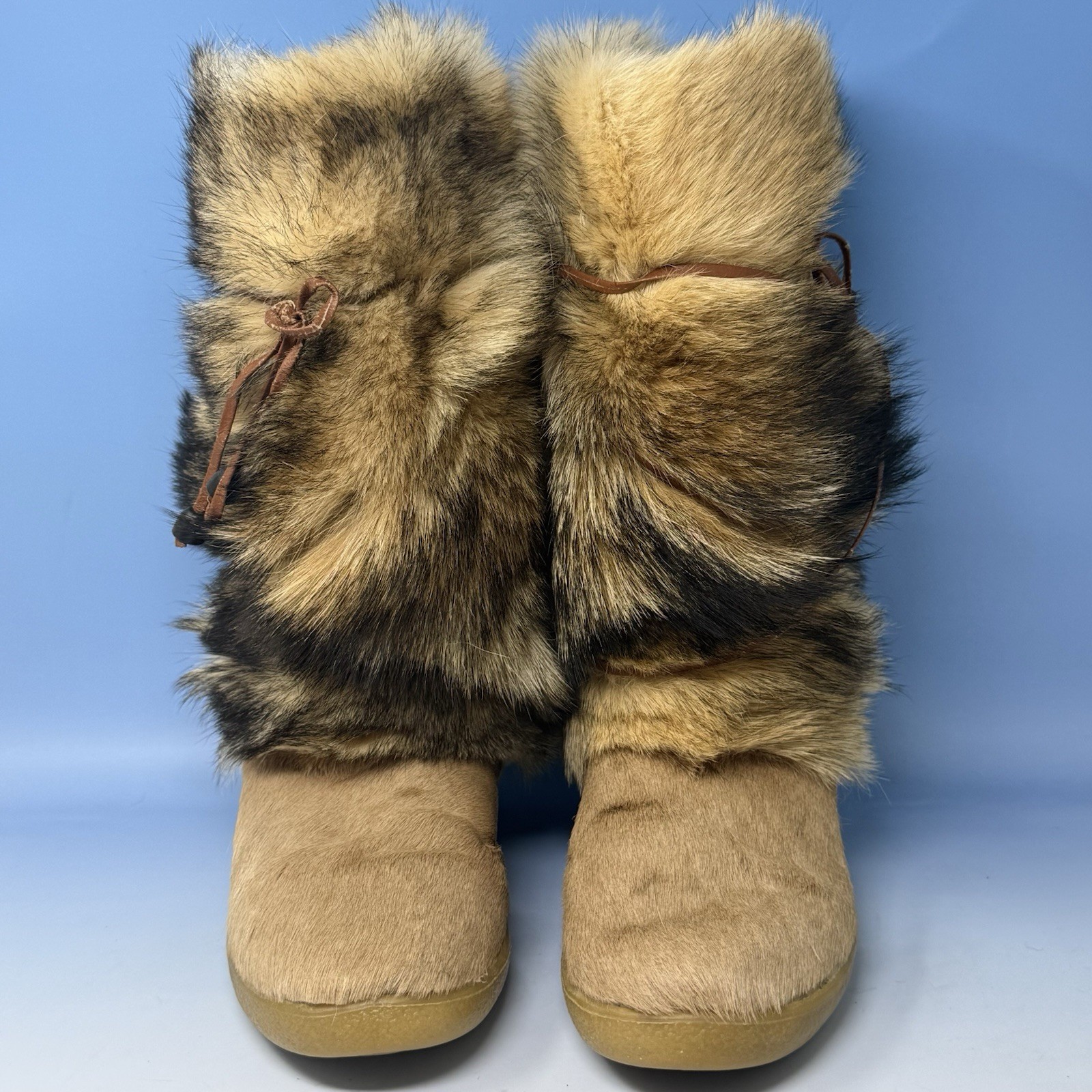 Oscar Sport Italy Fox Fur Calf Hair Apres Ski Winter Boots Womens 41 US 10 M