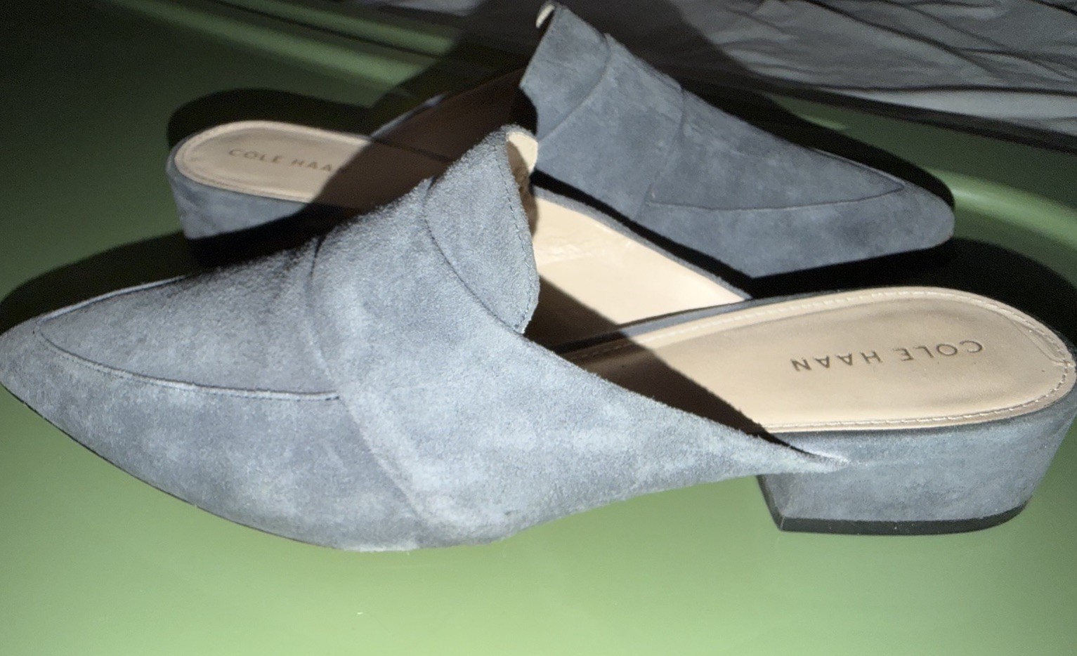 Cole Haan Women’s Blue Suede Pointed Toe Mule Flats Slip-On Size 7.5 B
