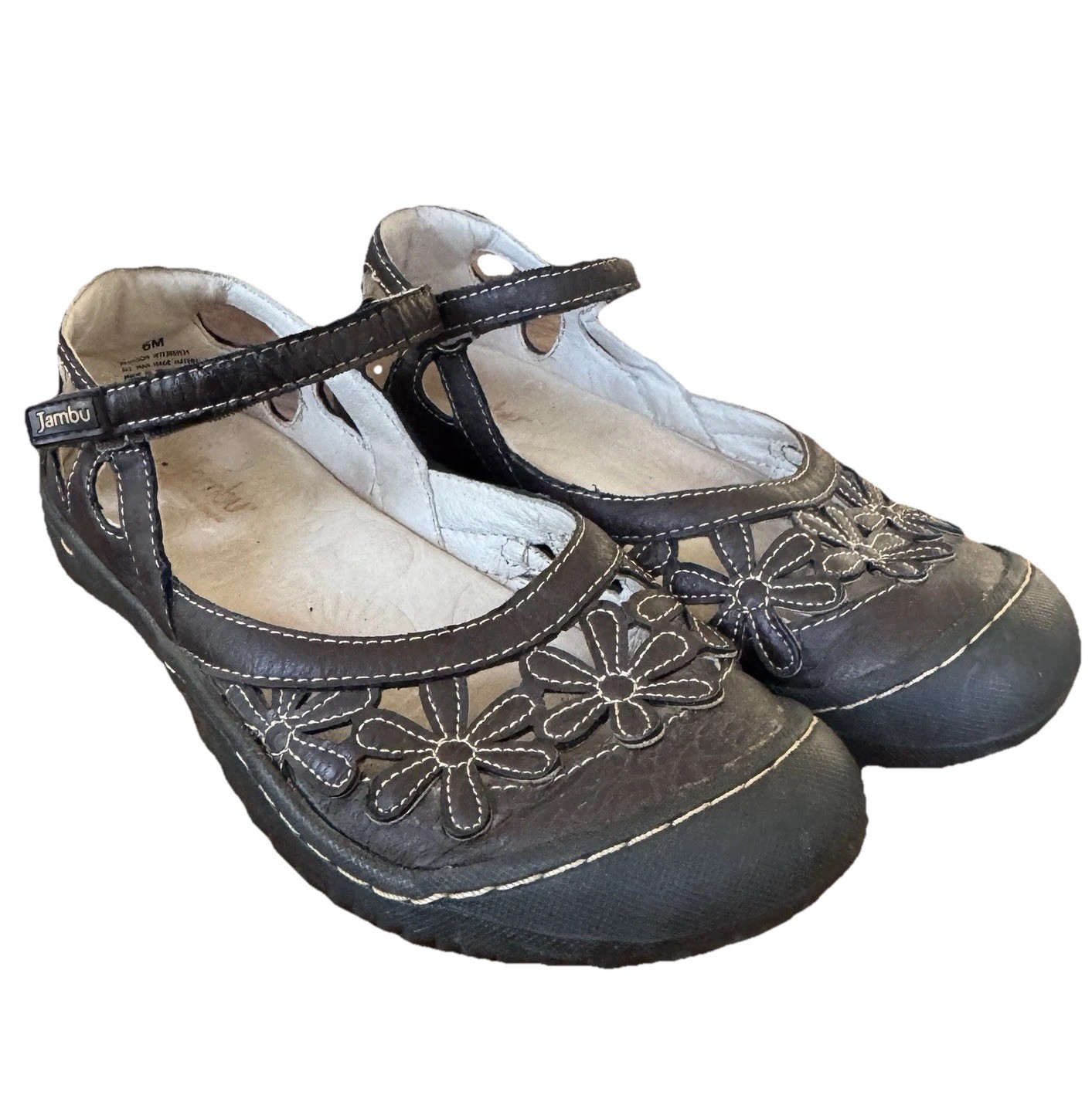 Jambu Blossom Shoes Womens 6 M Casual Adjustable Mary Jane Flats Brown