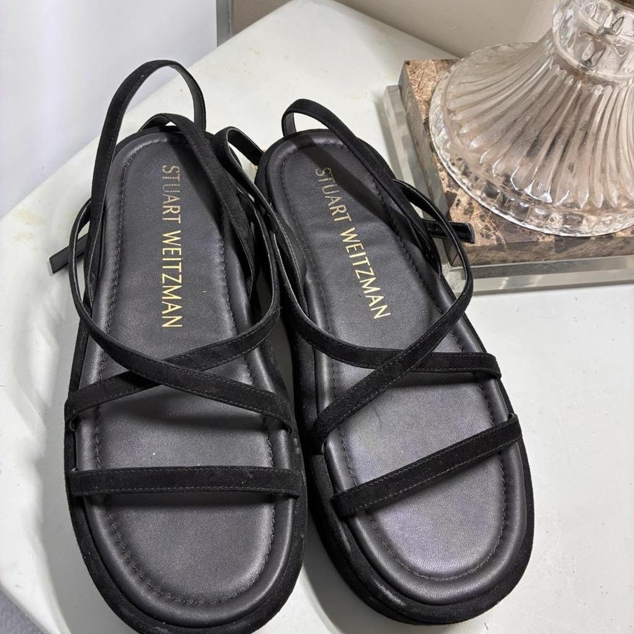 STUART WEITZMAN Size 7.5 Black Summerlift Platform Sandals