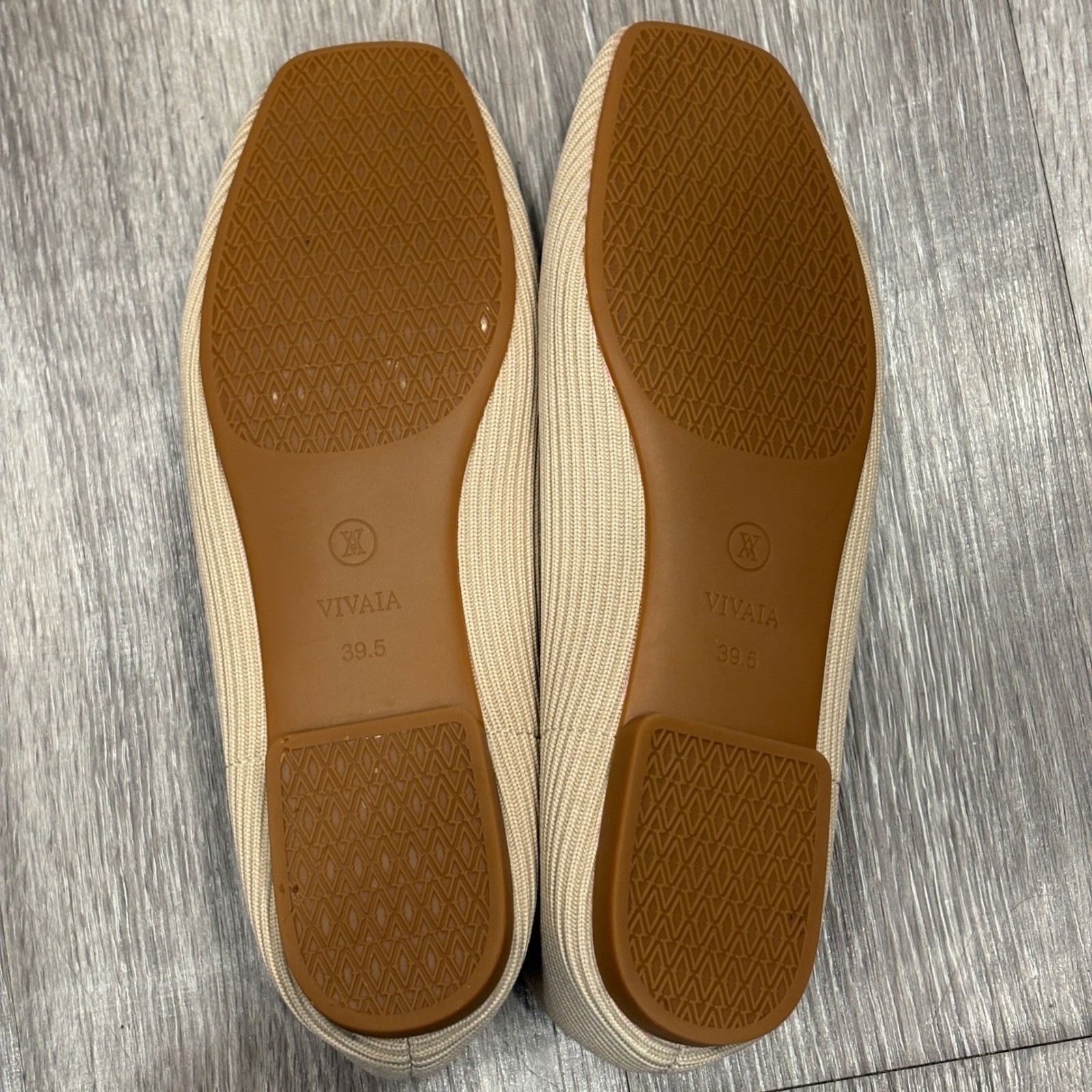 VIVAIA Margot Square-Toe Mary Jane Almond Ribbed Knit Flat Preppy Minimalist 8.5