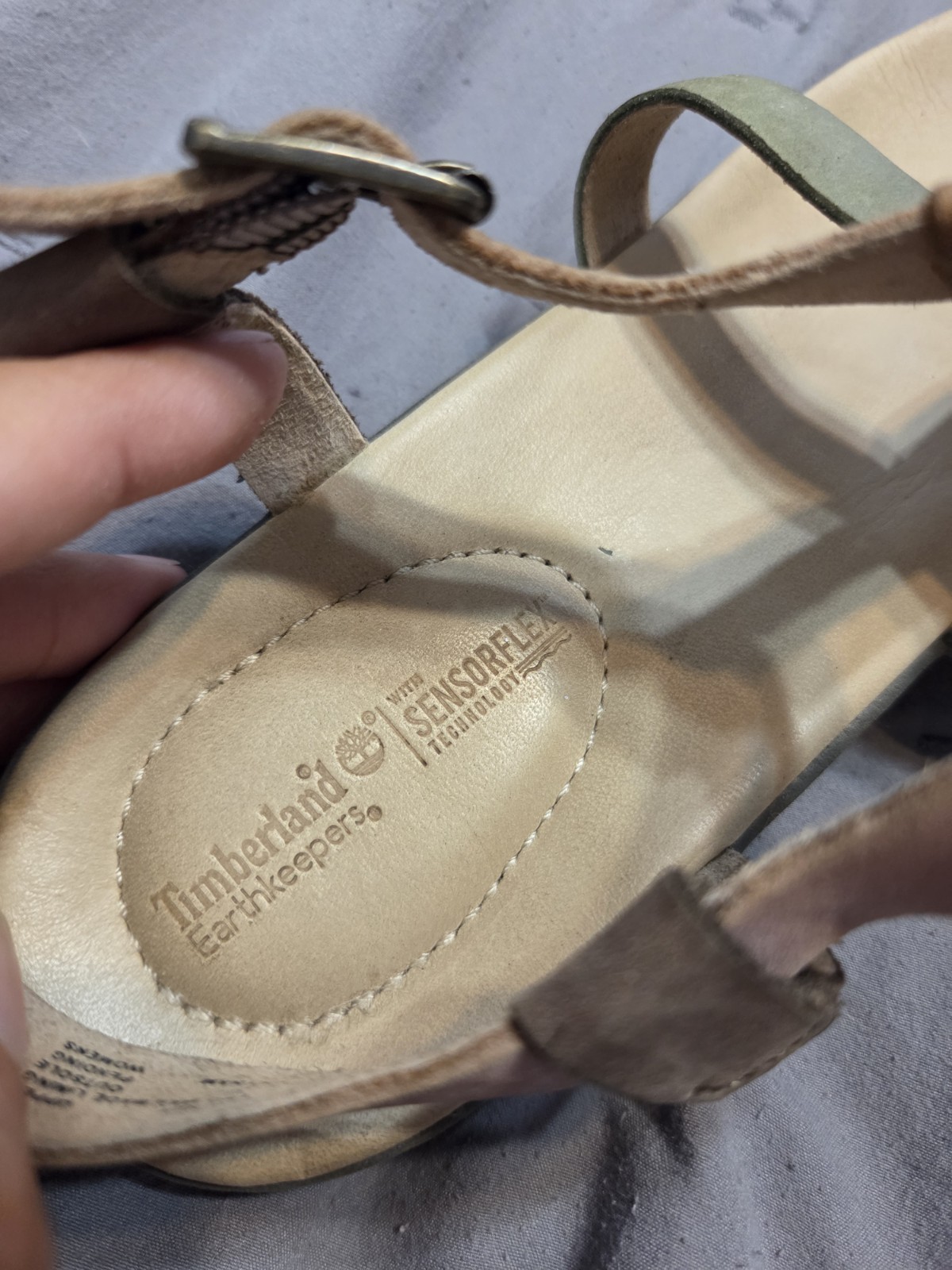 Timberland Branford Ankle Thong Sandals Leather Tan Green Pink 9 Boho Fairy