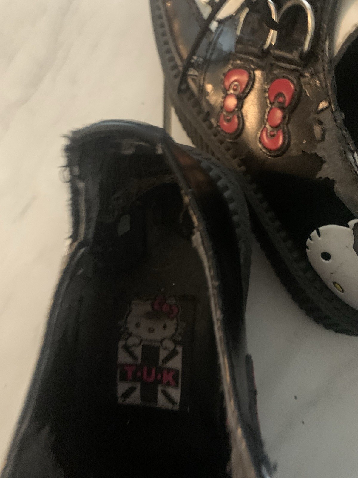 T.U.K. Hello Kitty Creeper Shoes – Black & White – Pre-Owned