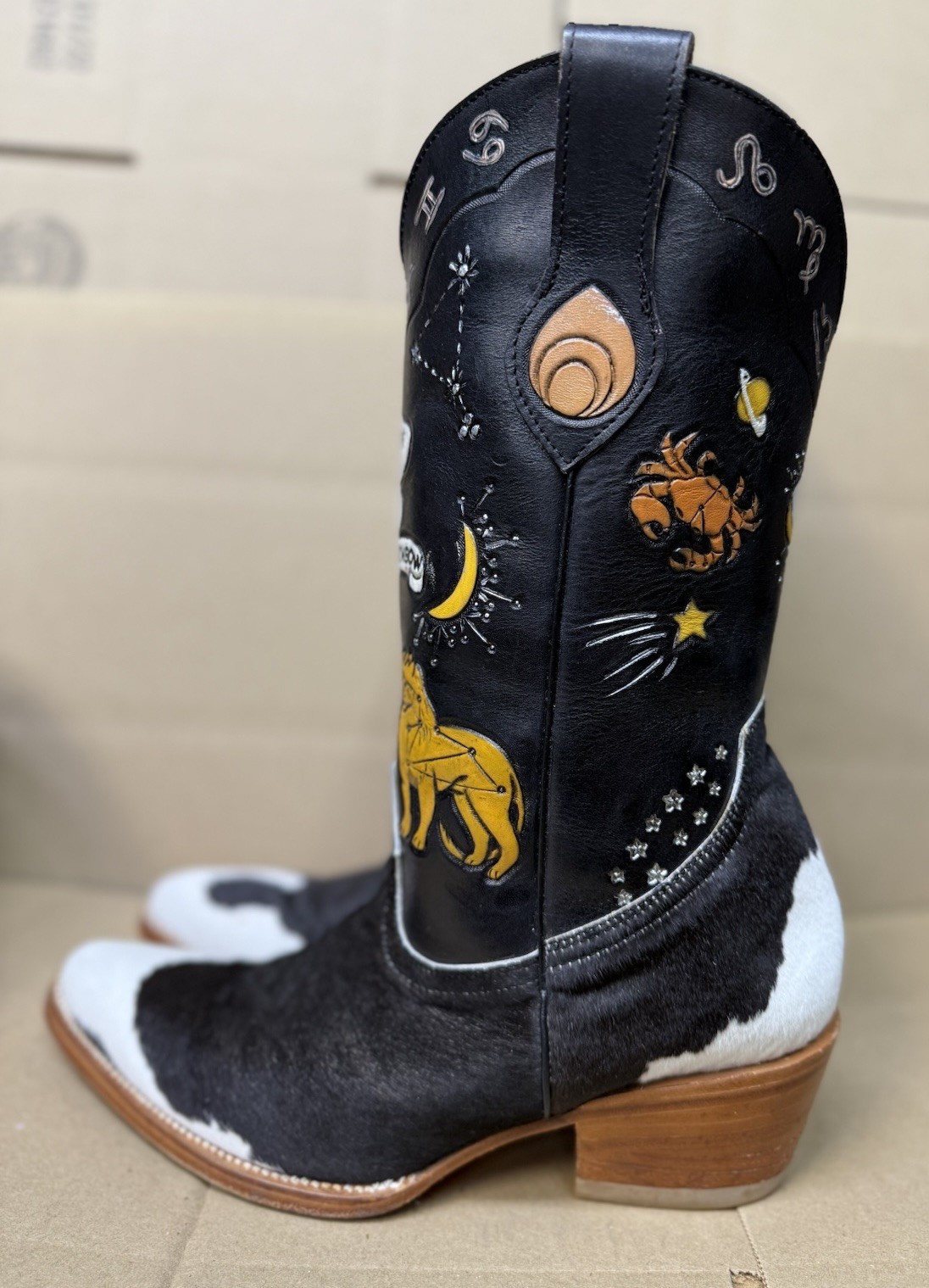 Brother Vellies Doodle Boots – Saturn Zodiac Stars Cowboy 13” Please Read