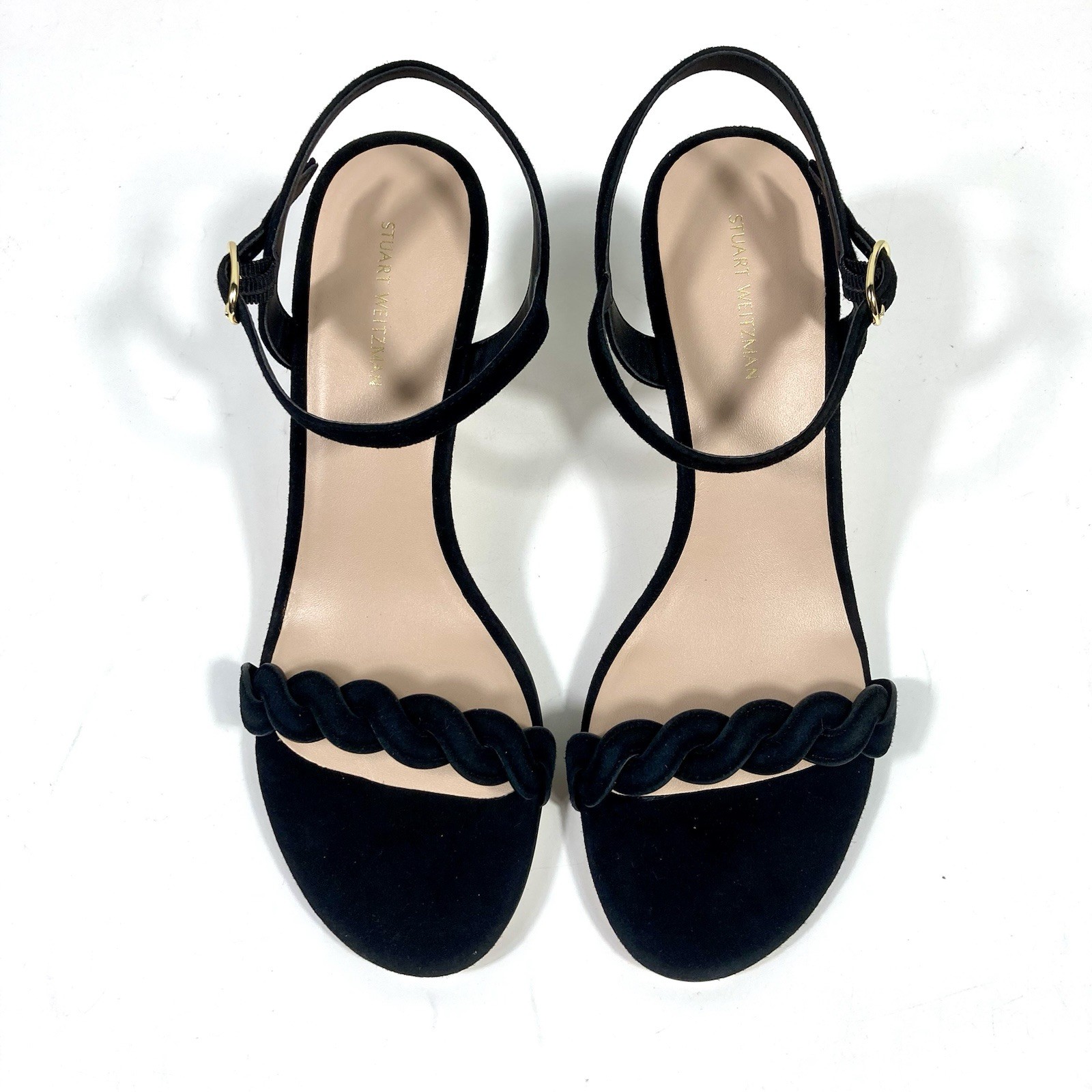 Stuart Weitzman Twistie Stiletto 75 Heels Sandals Suede Black 6 9 B NEW