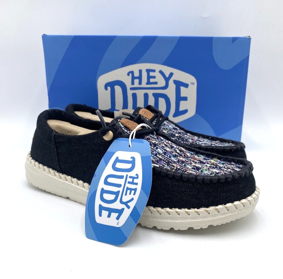 Hey Dude WENDY FUNK CRAFTED TWEED Women’s NEW Casual Shoes Black Multiple Sizes