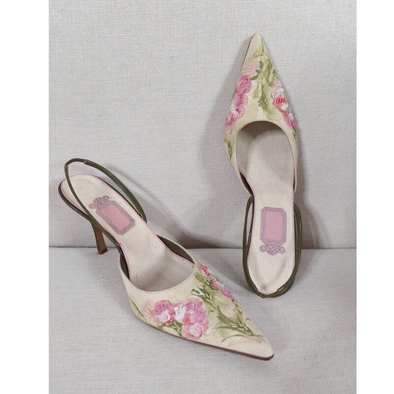 High Heels Shallow Women Sandals Flower Summer Women Pumps Shoes Dress Party