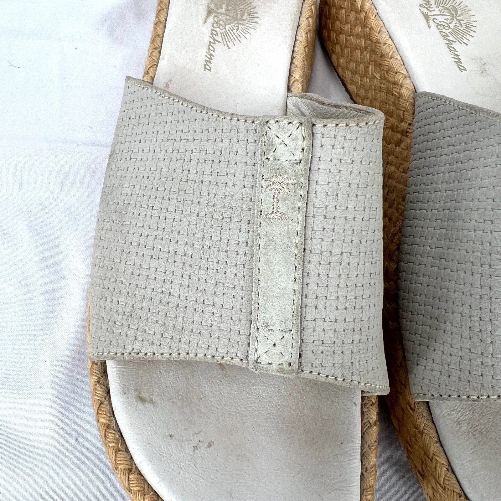 Tommy Bahama Balboa Pier rattan slide relaxed slip on vacation shoes cream 9