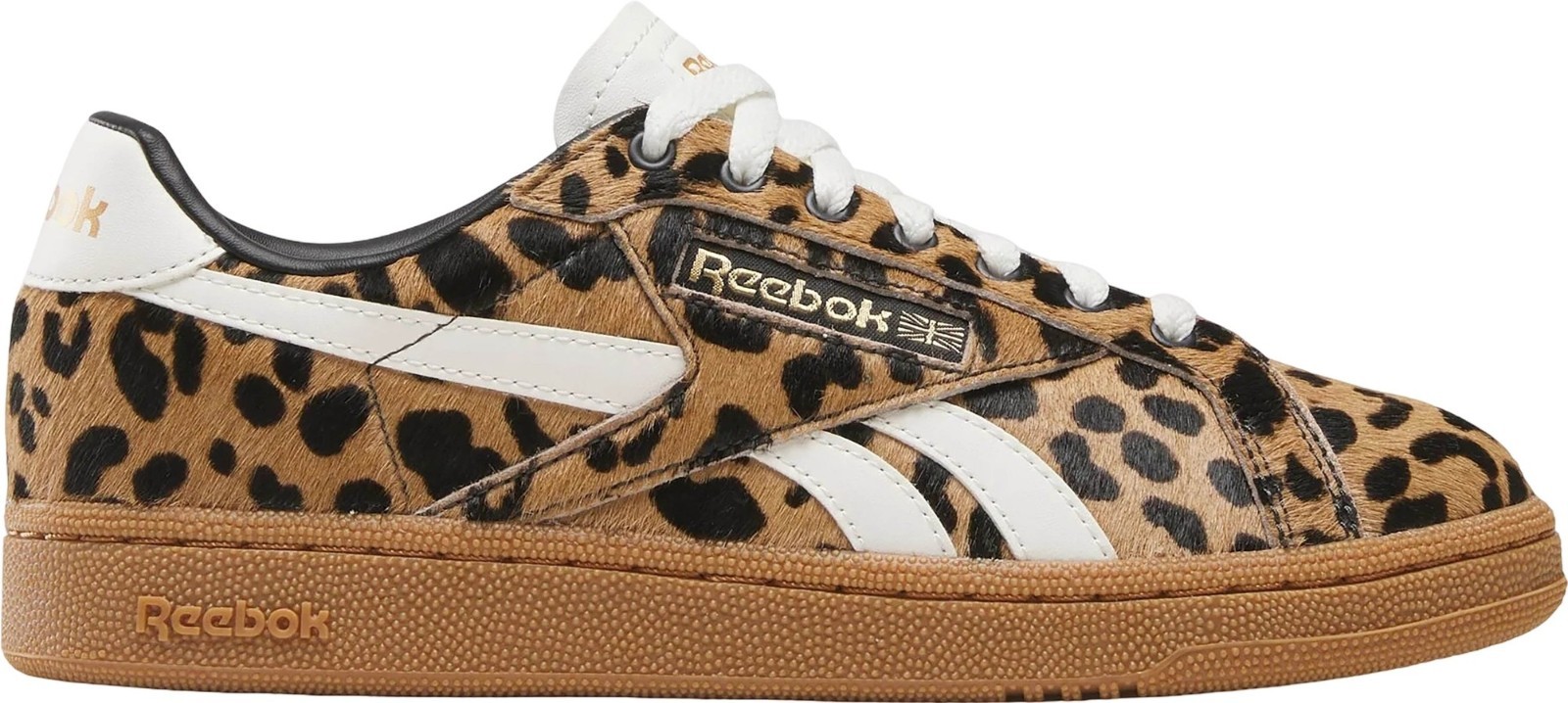 90$ Reebok Club C Grounds UK Features Leopard Print Sneakers Size 6 US / 36 EU