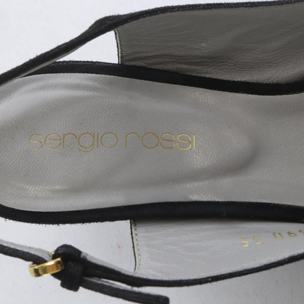 Sergio Rossi Women’s Suede Black Sandals 3.5(US) 5cm Heel AB Condition
