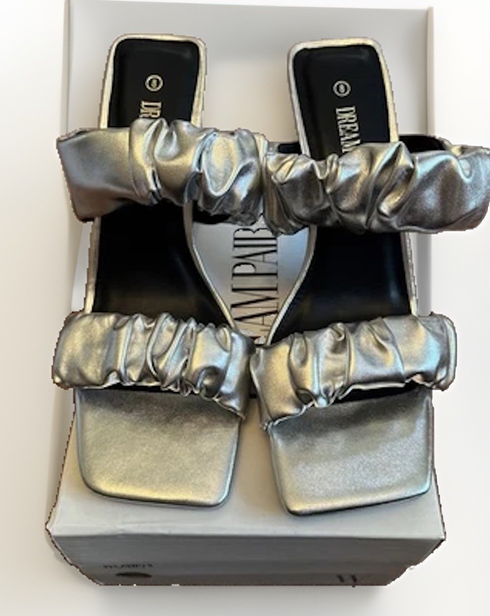 NEW Dream Pairs Silver Chunky Heel Cocktail Party Wedding Vegas Club Shoes Sz 8