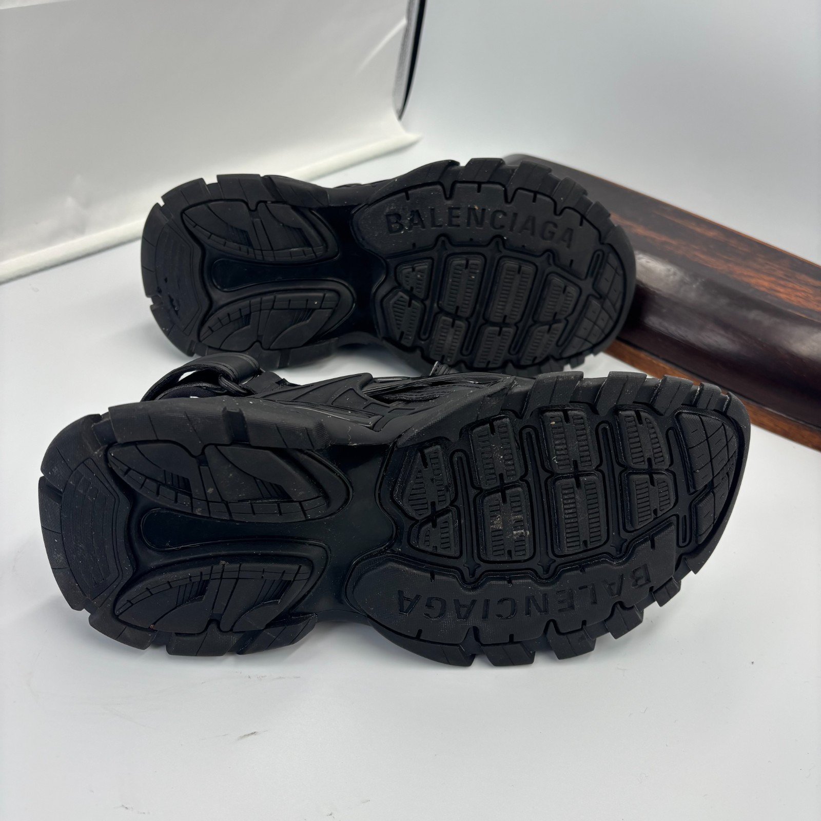 Balenciaga Track Sandals Black Size 37 EU 7 US Women 617543 Lightly Worn Authent