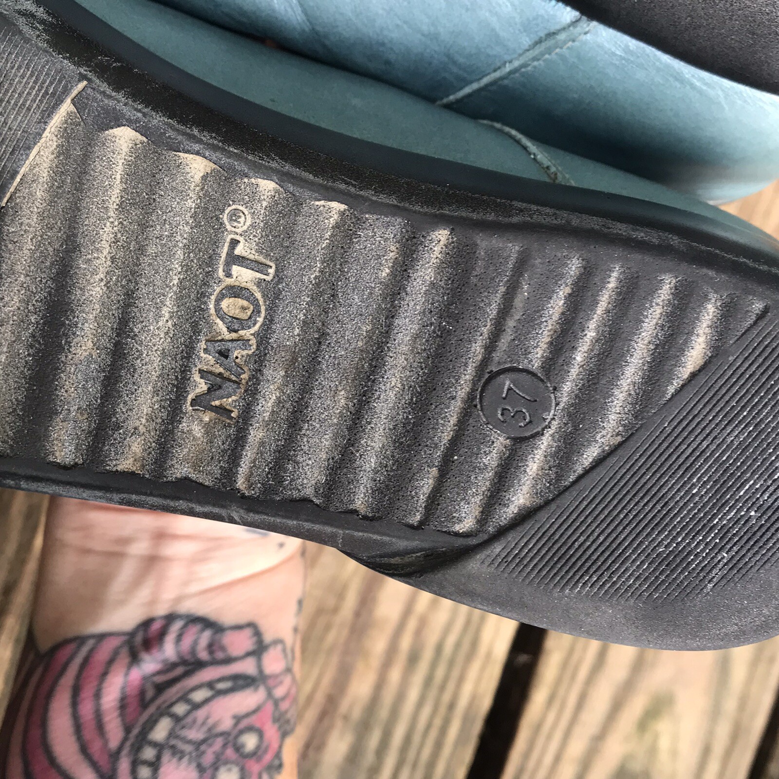 NAOT Architect Leather Ballet Ballerina Flat Shoe Turquoise Silver 37 US 6 Fairy