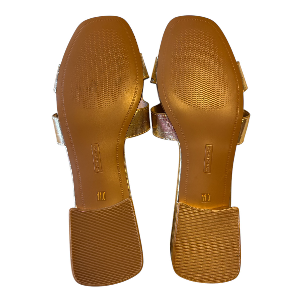 STEVEN NEW YORK HADYN Gold Leather Slip-On Sandals Size 11 NEW no Box
