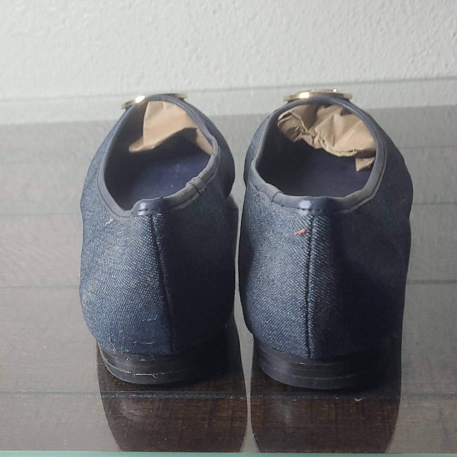 IMAN Navy Blue Blended Fabric Logo Slip On Round Toe Women’s Flats Size 7.5